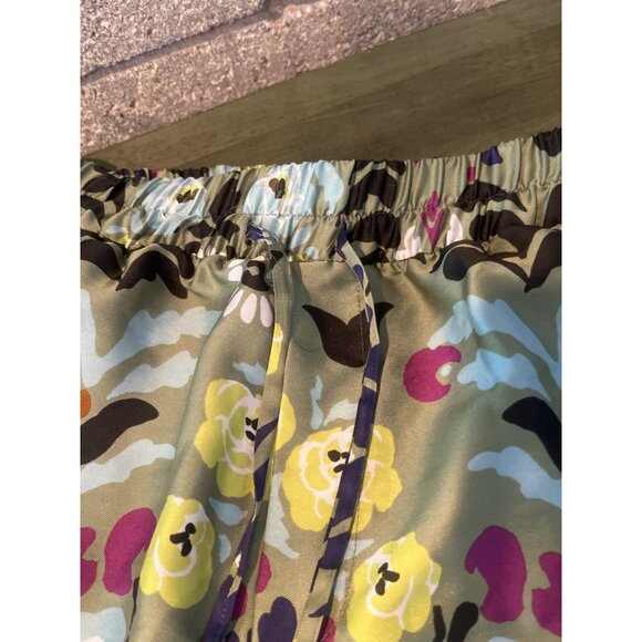 Zara Floral Patterned Womens Pants With Drawstring & Beaded Accents M - Picture 5 of 10